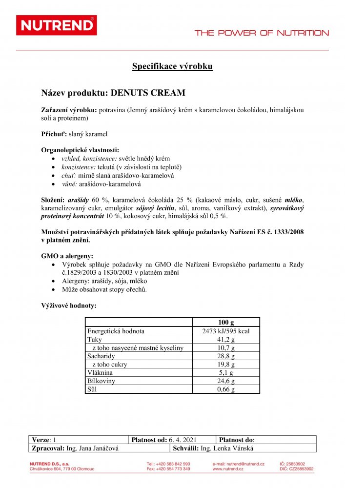 Denuts Cream, 250 g slaný karamel s proteinem