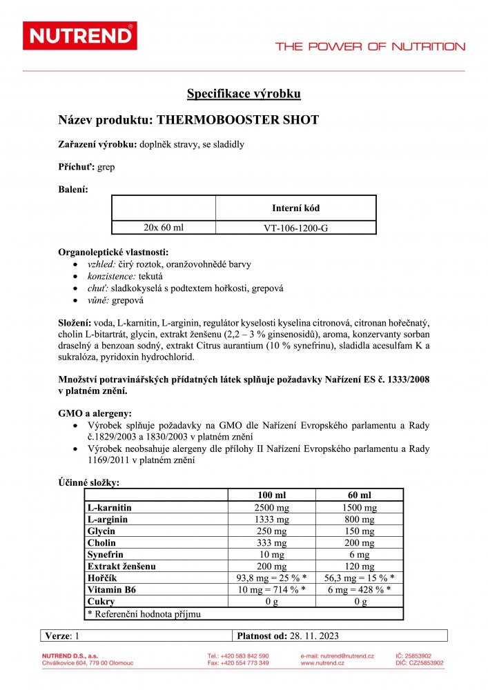 Thermobooster Shot, 20x 60 ml box, grep