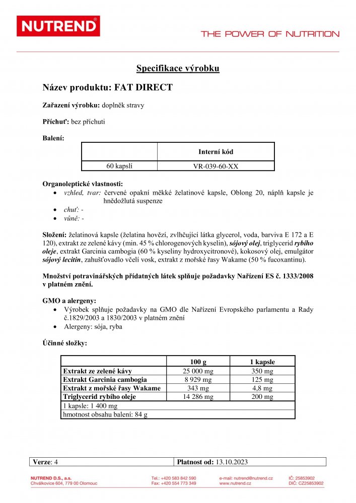Fat Direct, 60 kapslí
