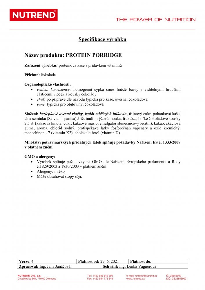Protein Porridge, 5x 50 g čokoláda