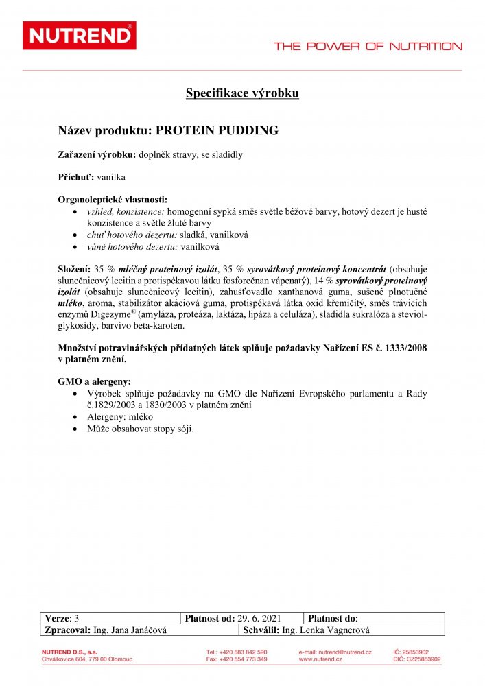 Protein Pudding, 5x 40 g vanilka