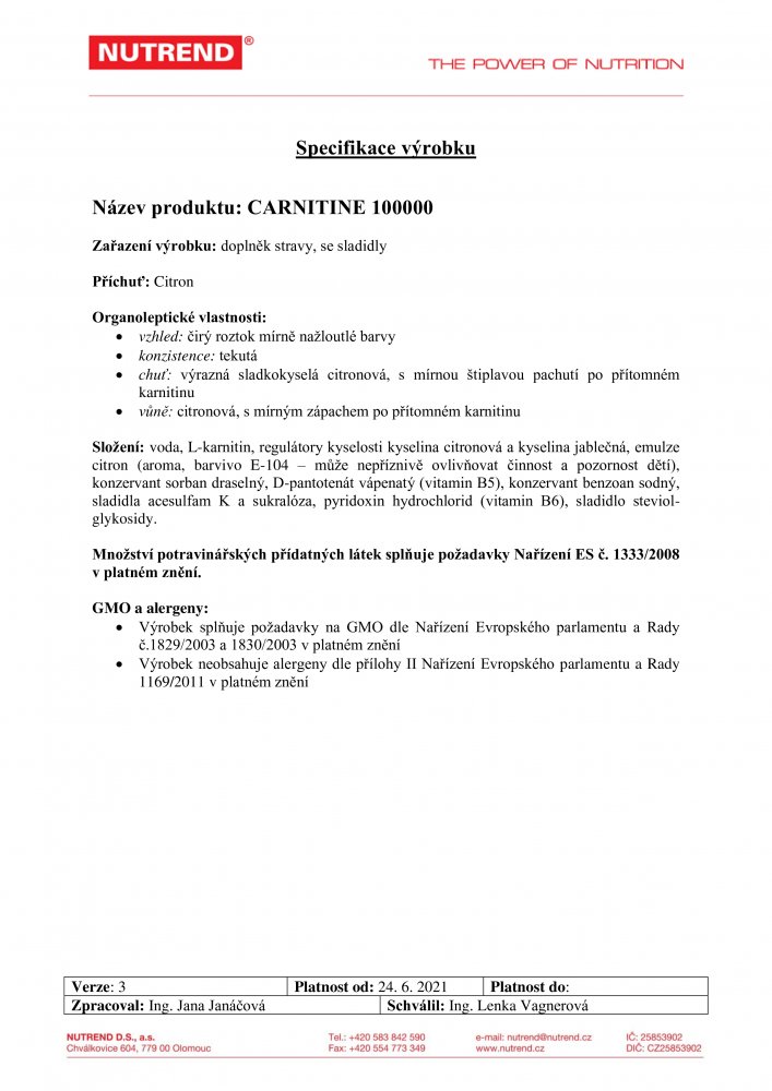 Carnitine 100 000, 1000 ml citron