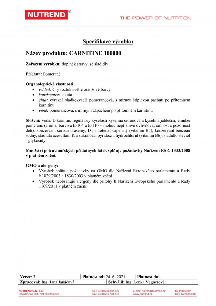 Carnitine 100 000, 1000 ml pomeranč
