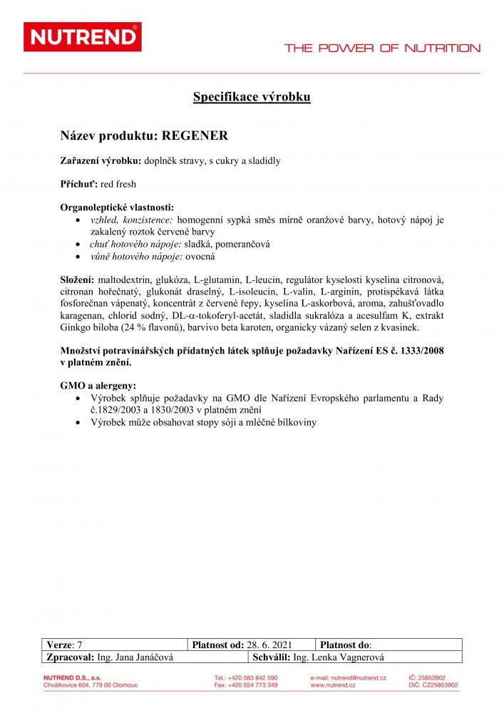Regener, dóza, 450 g red fresh