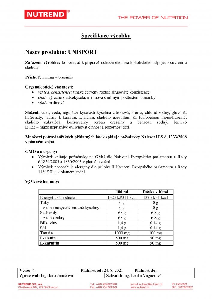 Unisport, 1000 ml malina a brusinka