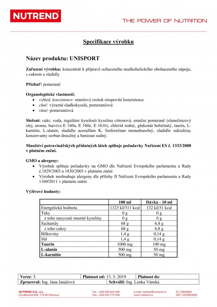 Unisport, 1000 ml pomeranč