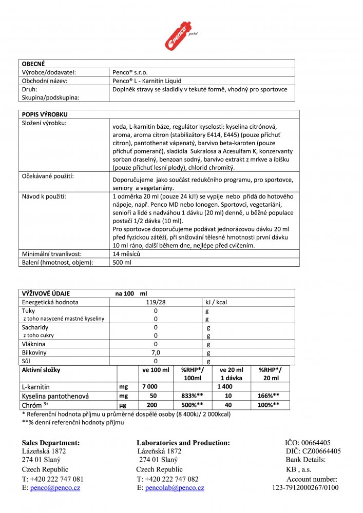 L-Carnitine Liquid, 500 ml lesní plody