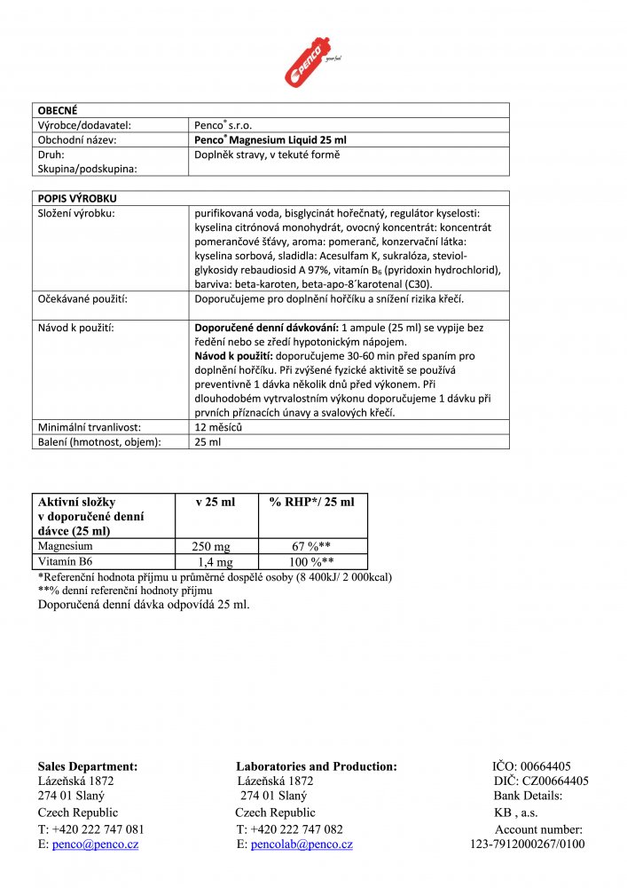 Magnesium Liquid, ampule, 25 ml pomeranč